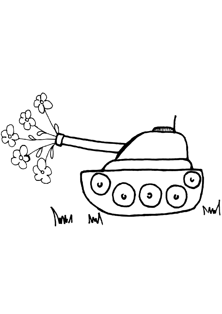 Цветы в дуле танка